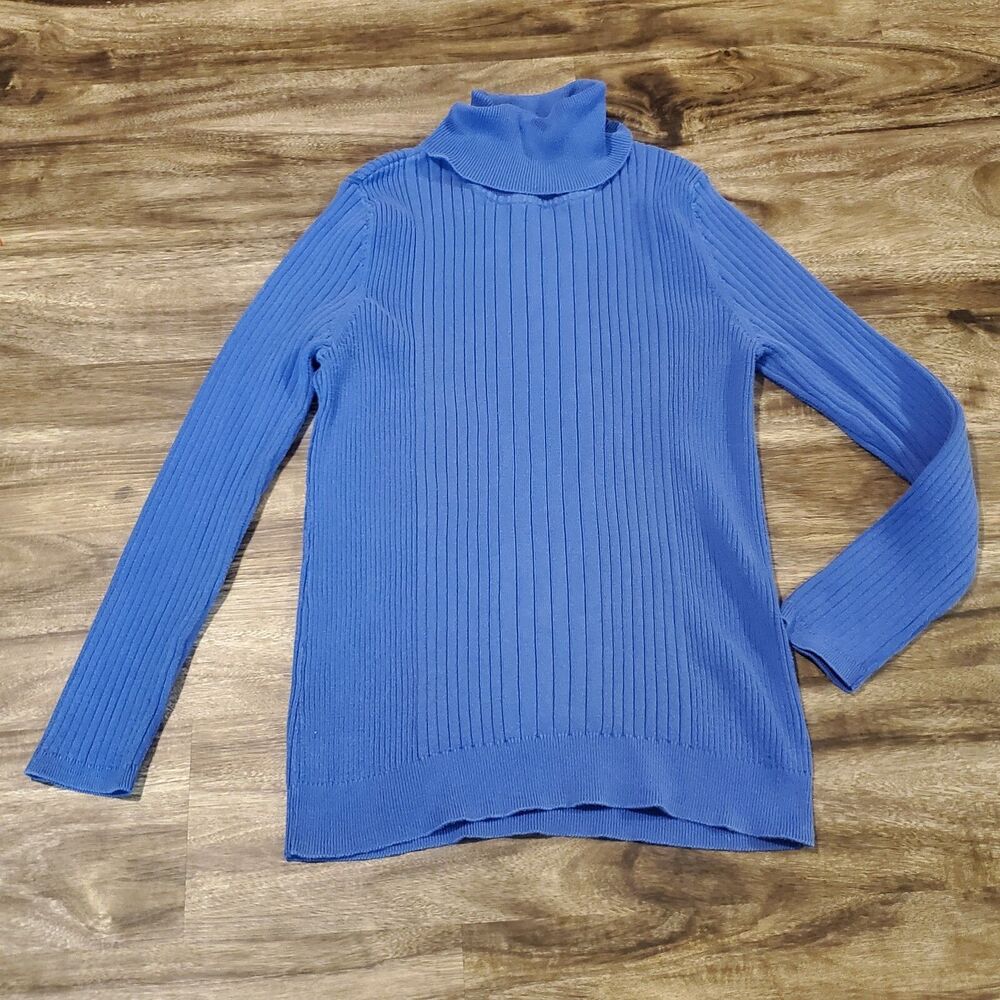 Croft & Barrow Women's Large Turtleneck Sweater 100% Cotton Periwinkle